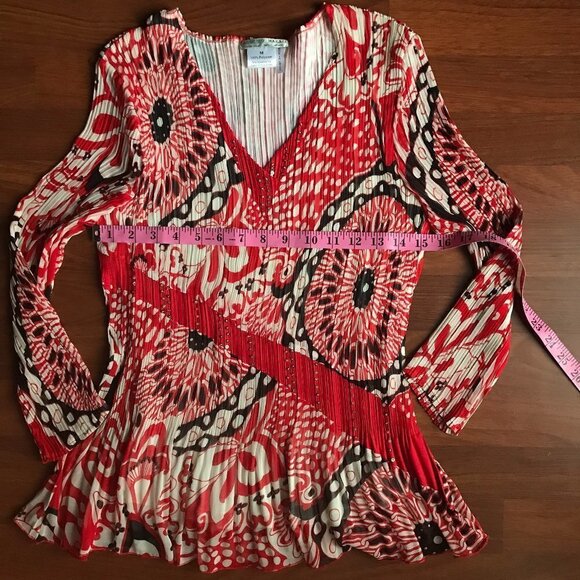 Vintage Y2K Crinkle Pleated Alberto Makali Blouse - Picture 3 of 9